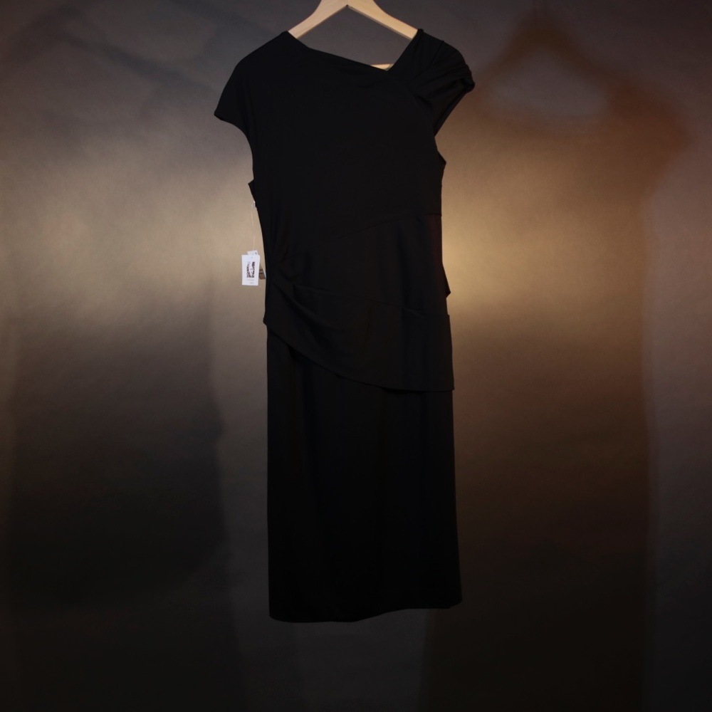 Anne Klein Asymmetrical Neckline Side Drape Dress - Picture 4 of 7